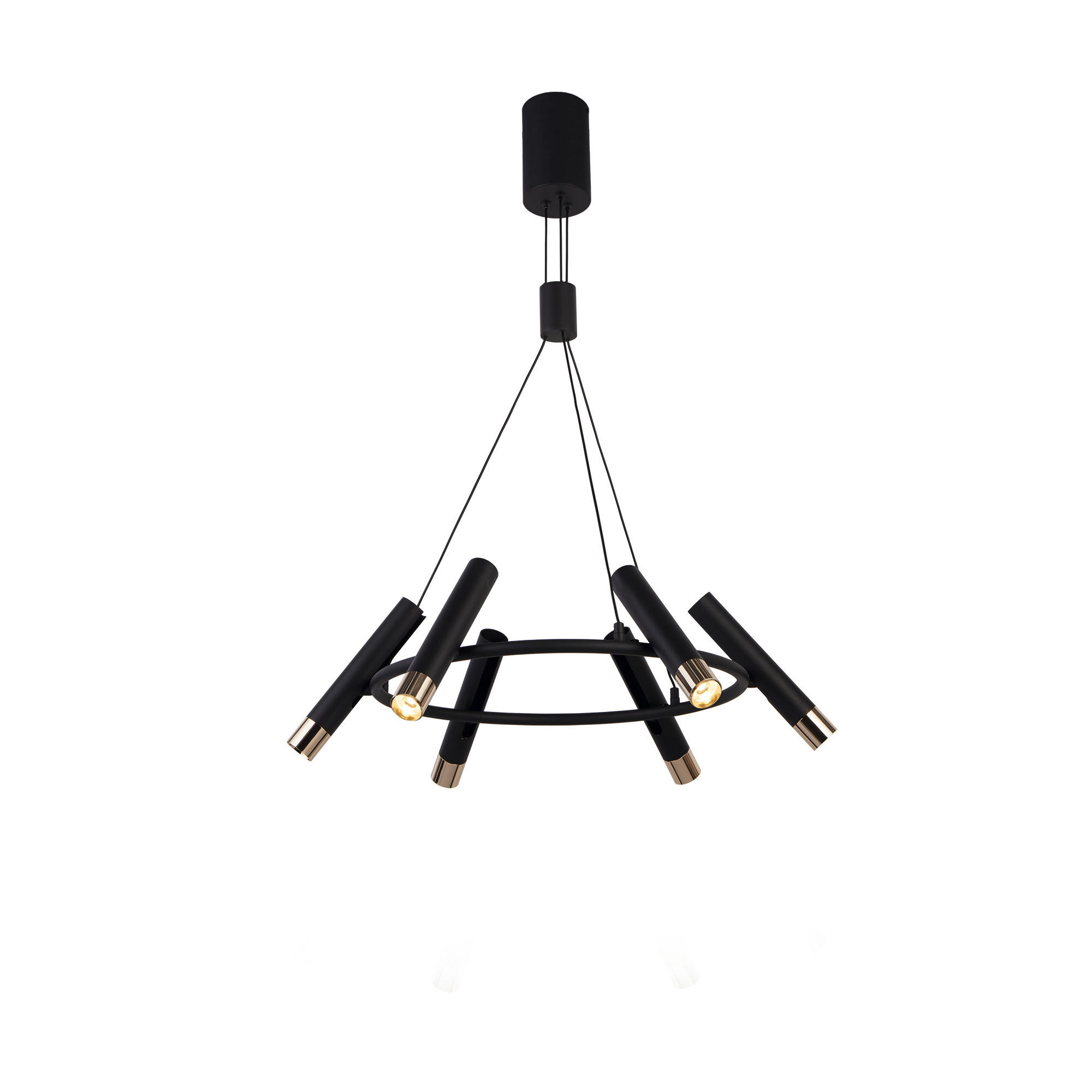 LED-PENDELLEUCHTE Cylinder 70/80 cm   - Goldfarben/Schwarz, Design, Kunststoff/Metall (70/80cm) - Searchlight