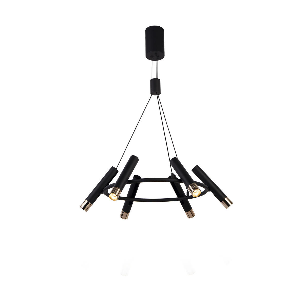 LED-PENDELLEUCHTE Cylinder 70/80 cm   - Goldfarben/Schwarz, Design, Kunststoff/Metall (70/80cm) - Searchlight