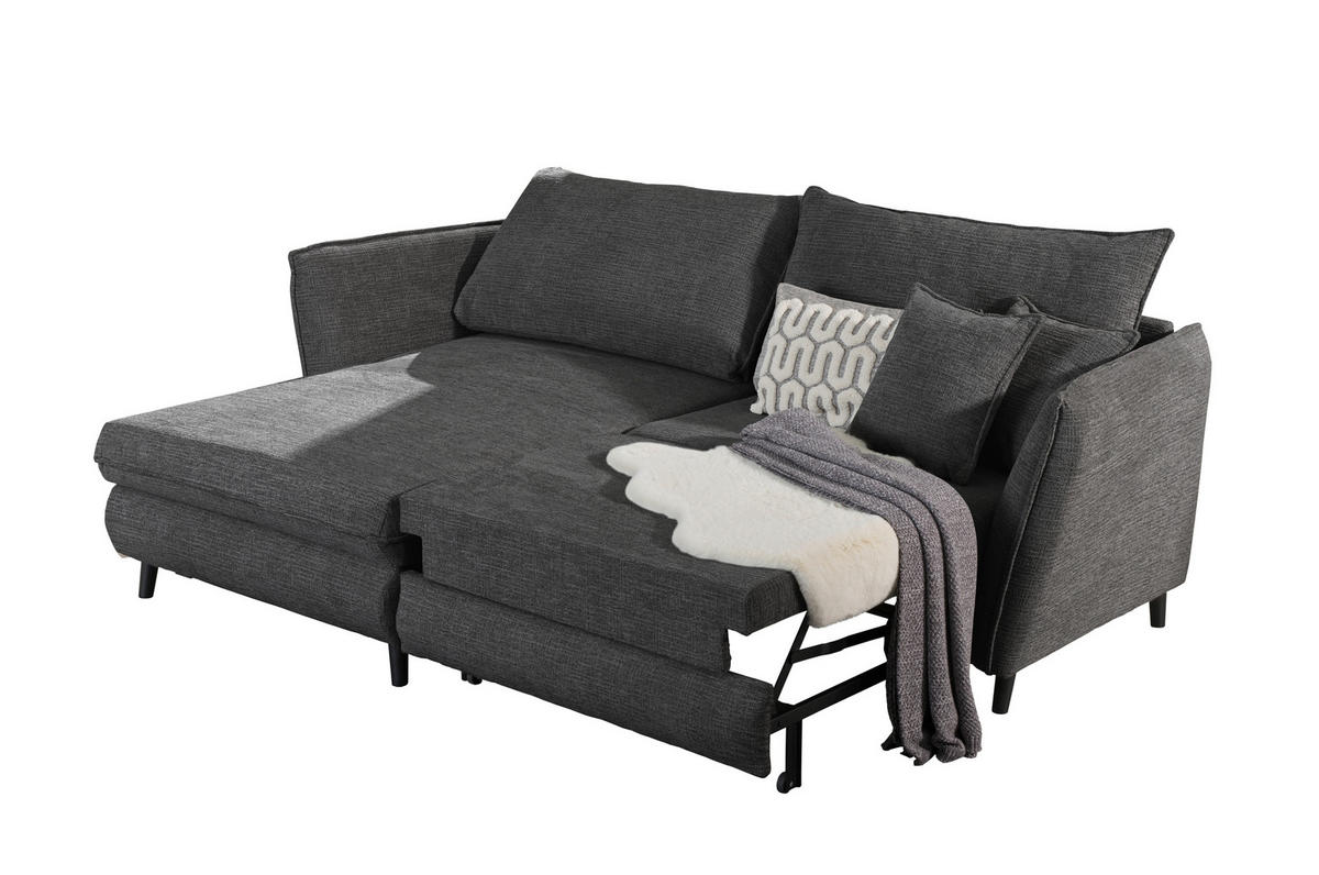 HÖRNSOFFA i struktur antracit  - svart/antracit, Design, trä/textil (245/161cm) - Livetastic