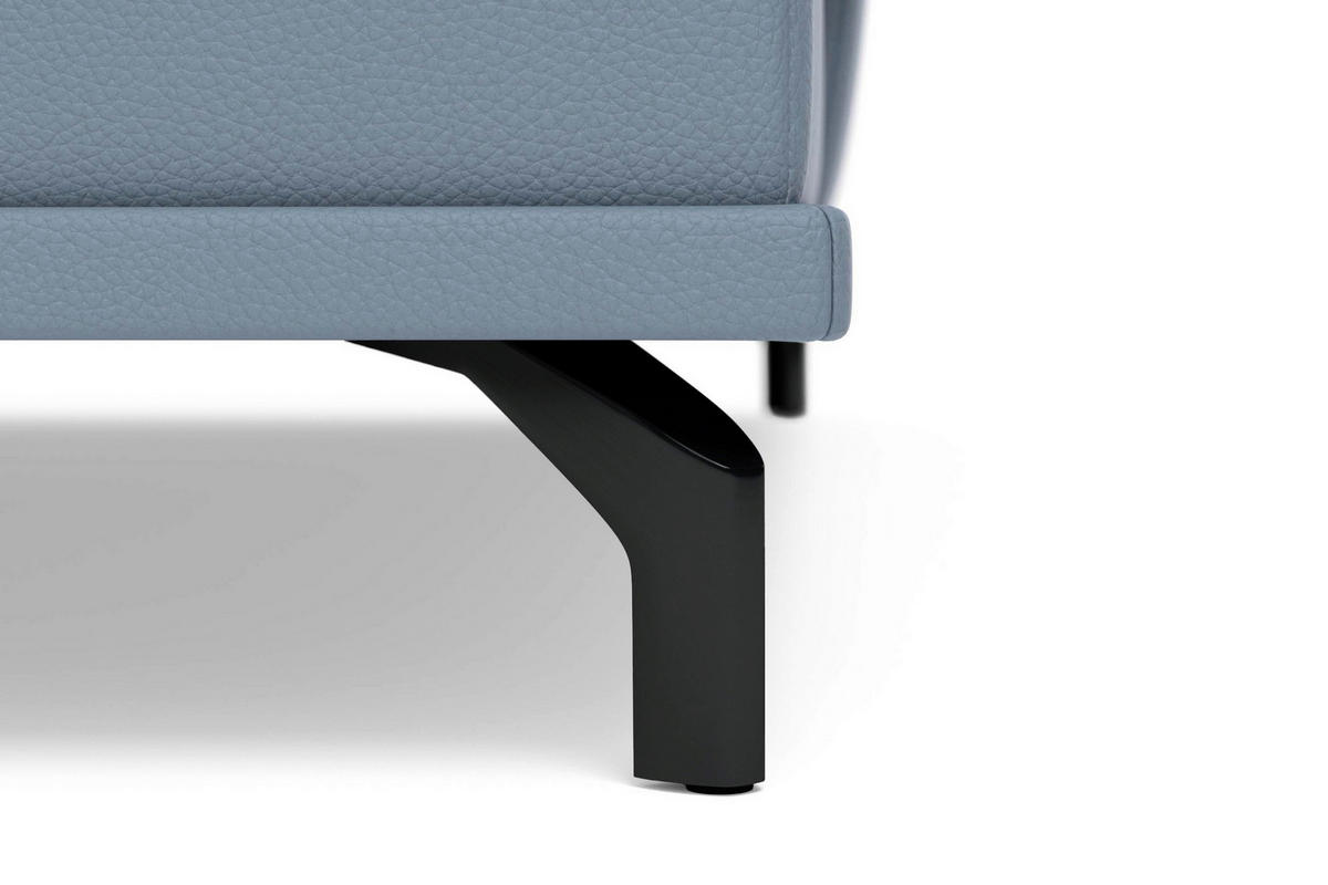 ECKSOFA COSTELLO E Graublau Echtleder Nierenkissen, Armteilverstellung, Sitztiefenverstellung  - Graublau/Schwarz, Basics, Leder/Textil (301/176cm) - Sit & More