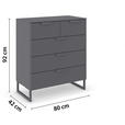 KOMMODE  in 80/81/42 cm  - Dunkelgrau, Design, Holzwerkstoff/Metall (80/81/42cm) - Carryhome