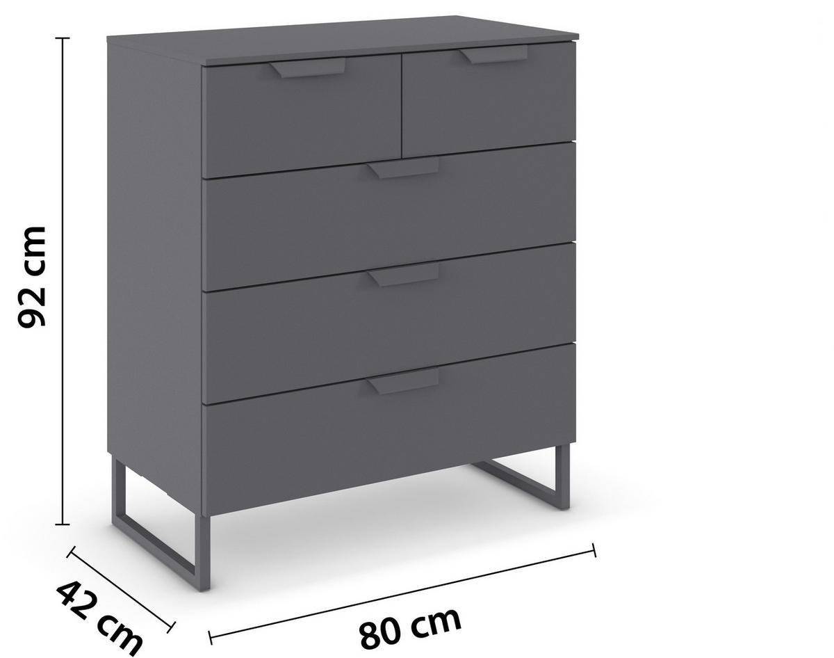 KOMMODE  in 80/81/42 cm  - Dunkelgrau, Design, Holzwerkstoff/Metall (80/81/42cm) - Carryhome