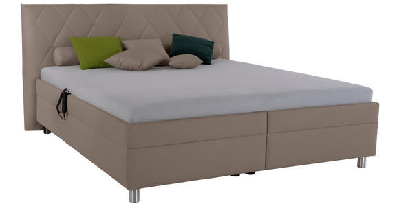 POLSTERBETT Matratze, Lattenrost, Bettkasten 200/200 cm in Cappuccino - Birkefarben/Silberfarben, KONVENTIONELL, Holz/Textil (200/200cm) - Esposa
