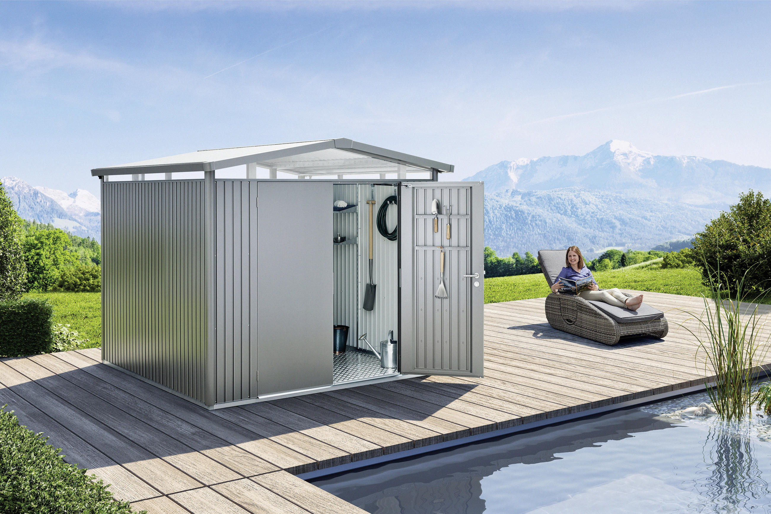 GERÄTEHAUS 273/227/238 cm  - Silberfarben, Design, Metall (273/227/238cm) - Biohort