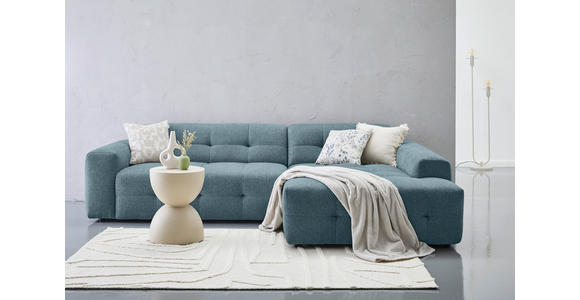 ECKSOFA Petrol Flachgewebe - Petrol/Schwarz, KONVENTIONELL, Kunststoff/Textil (292/189cm) - Carryhome