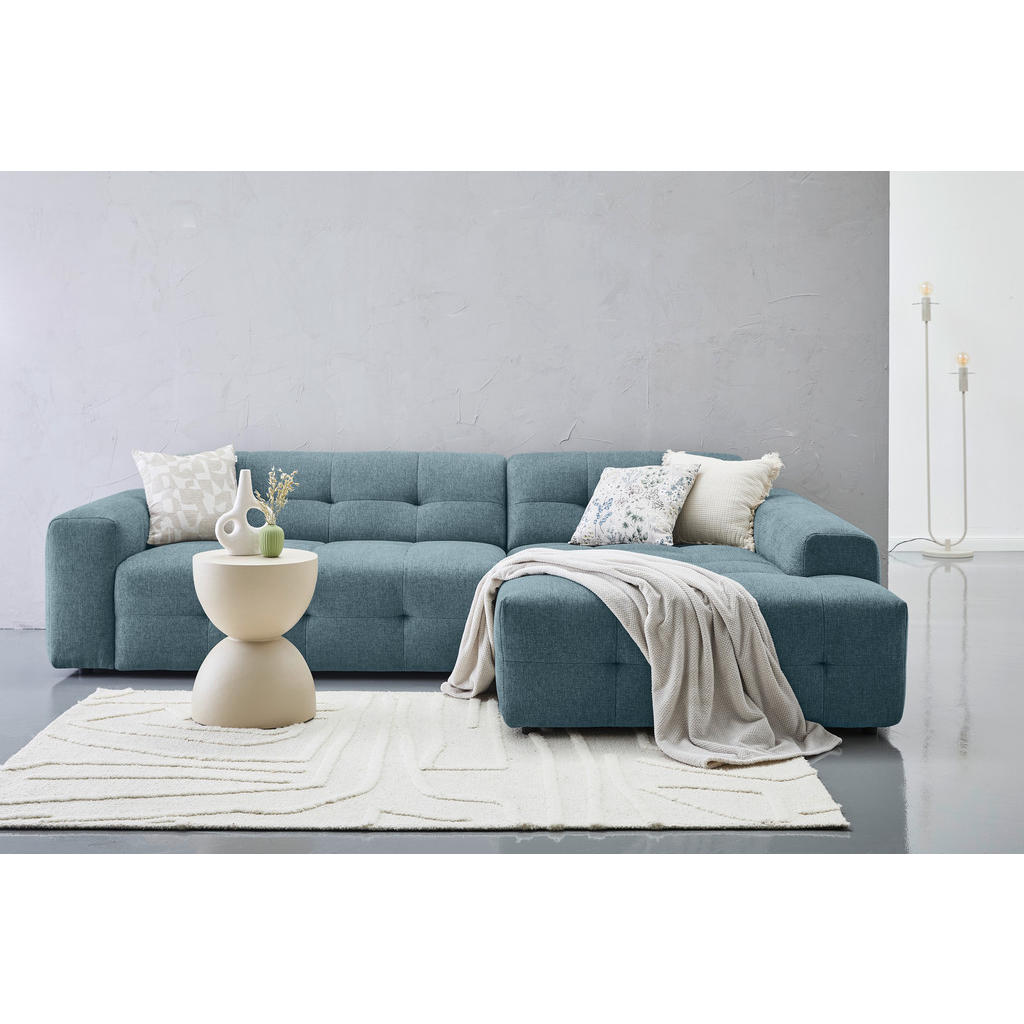 Thumbnail - Carryhome Ecksofa, Petrol, Textil, 3-Sitzer, Ottomane rechts, L-Form, 292x189 cm, seitenverkehrt erhältlich, Rücken echt...