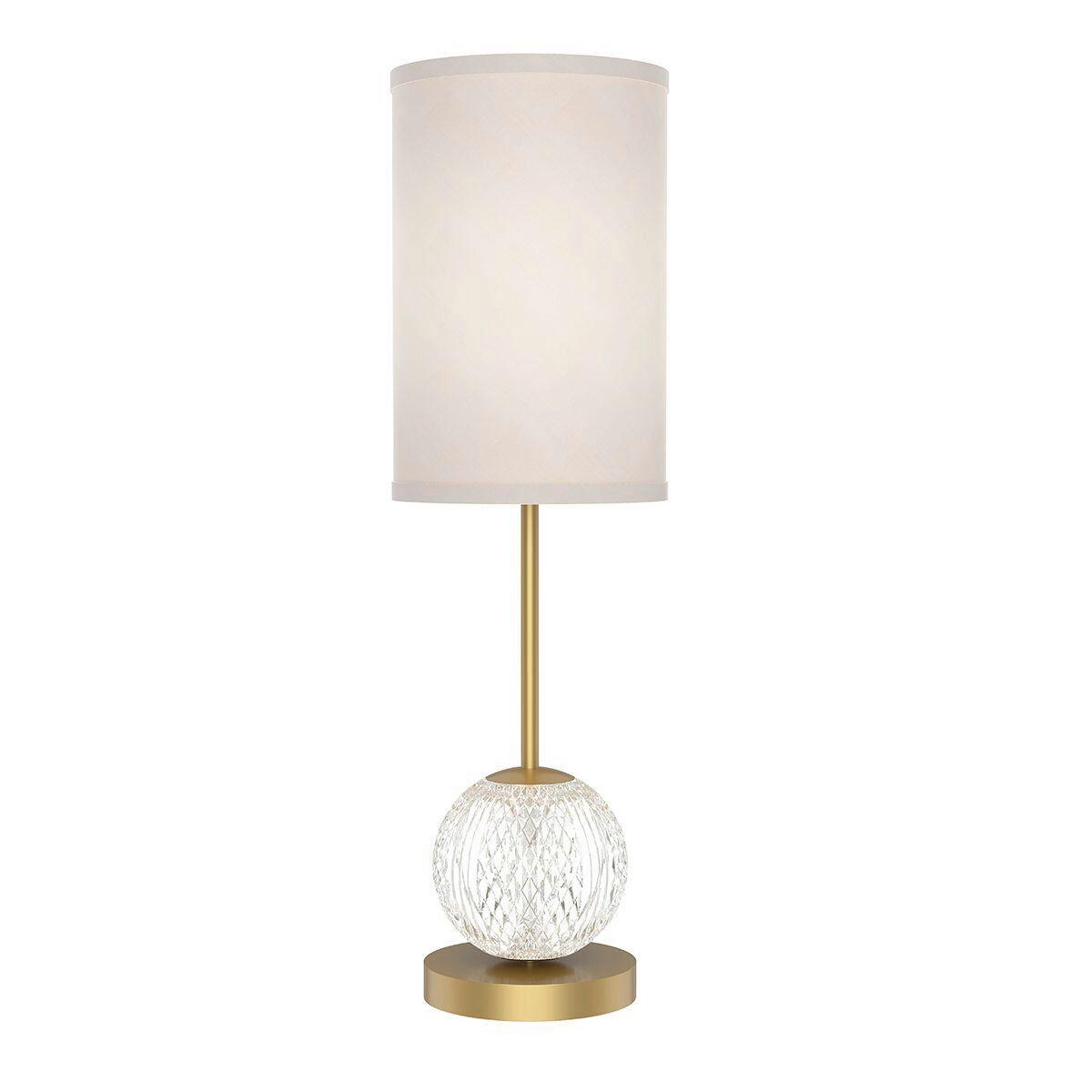 STOLNÁ LED LAMPA, 22,5/62,5/23,5 cm - mosadzná, Konventionell, kov/textil (22,5/62,5/23,5cm) - Elstead Lighting