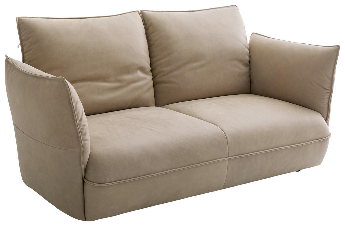 2,5-SITZER Beige Echtleder  - Beige/Schwarz, Design, Leder/Kunststoff (190/74-99/87-117cm) - Koinor