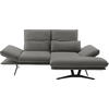 ECKSOFA in Echtleder Hellgrau  - Hellgrau/Schwarz, Design, Leder/Metall (210/130cm) - Dieter Knoll