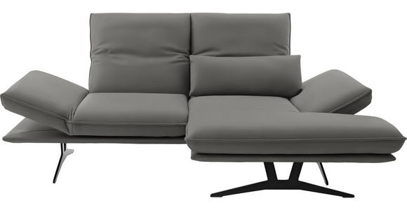 ECKSOFA in Echtleder Hellgrau  - Hellgrau/Schwarz, Design, Leder/Metall (210/130cm) - Dieter Knoll