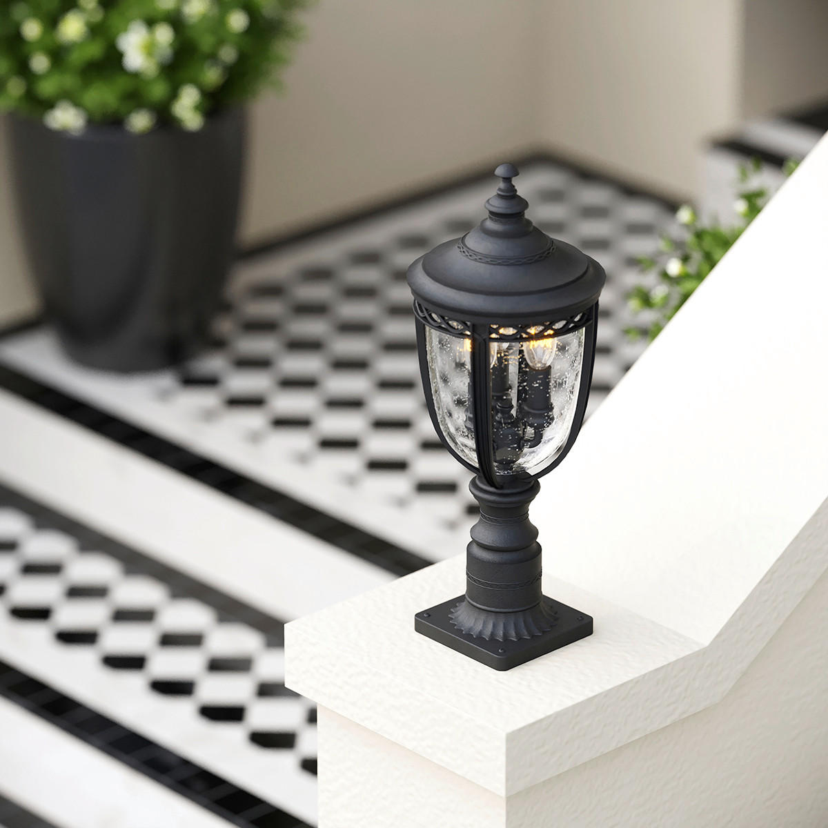 SOCKELLEUCHTE - Schwarz, Basics, Glas/Metall (21.6/55.3cm) - Elstead Lighting