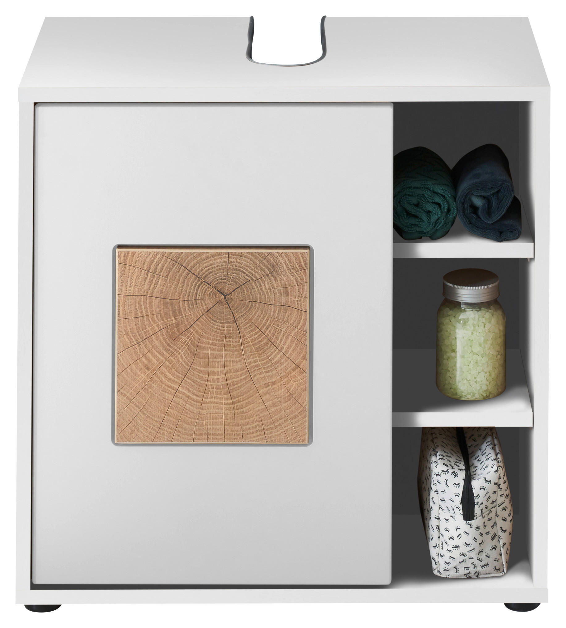 Waschbeckenunterschrank Greece BxH: 60x60 cm Weiß/Eiche Dekor