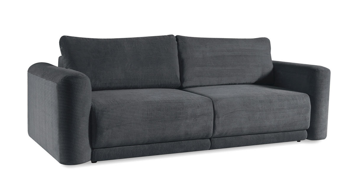 SCHLAFSOFA NORMAN  mit gerippt Grau  - Schwarz/Grau, Design, Kunststoff/Textil (252/93/167cm) - Livetastic