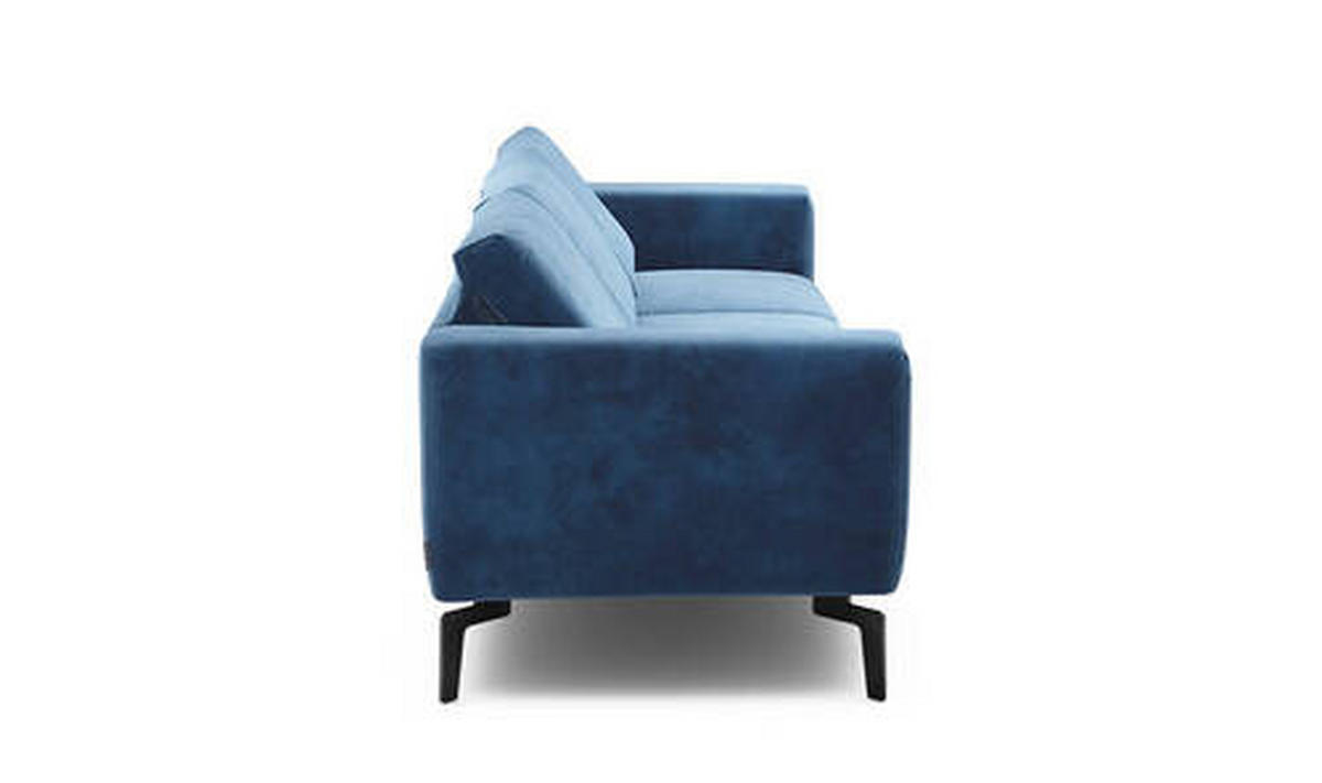 3-SITZER-SOFA in Samt Blau  - Blau/Schwarz, Design, Textil/Metall (250/86/86-94cm) - SENSOO