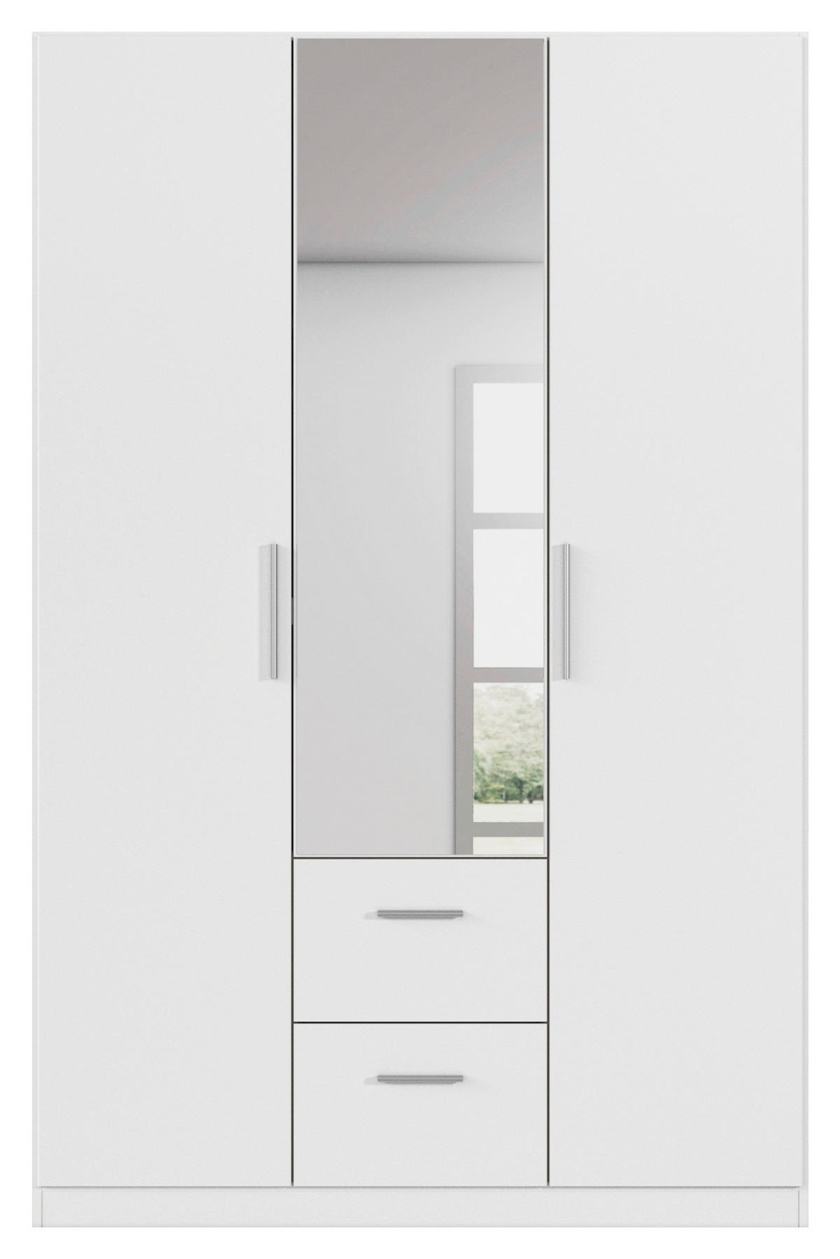 DREHTÜRENSCHRANK 135/210/54 cm,  in Weiß, 3-türig  - Alufarben/Weiß, KONVENTIONELL, Glas/Holzwerkstoff (135/210/54cm) - home24