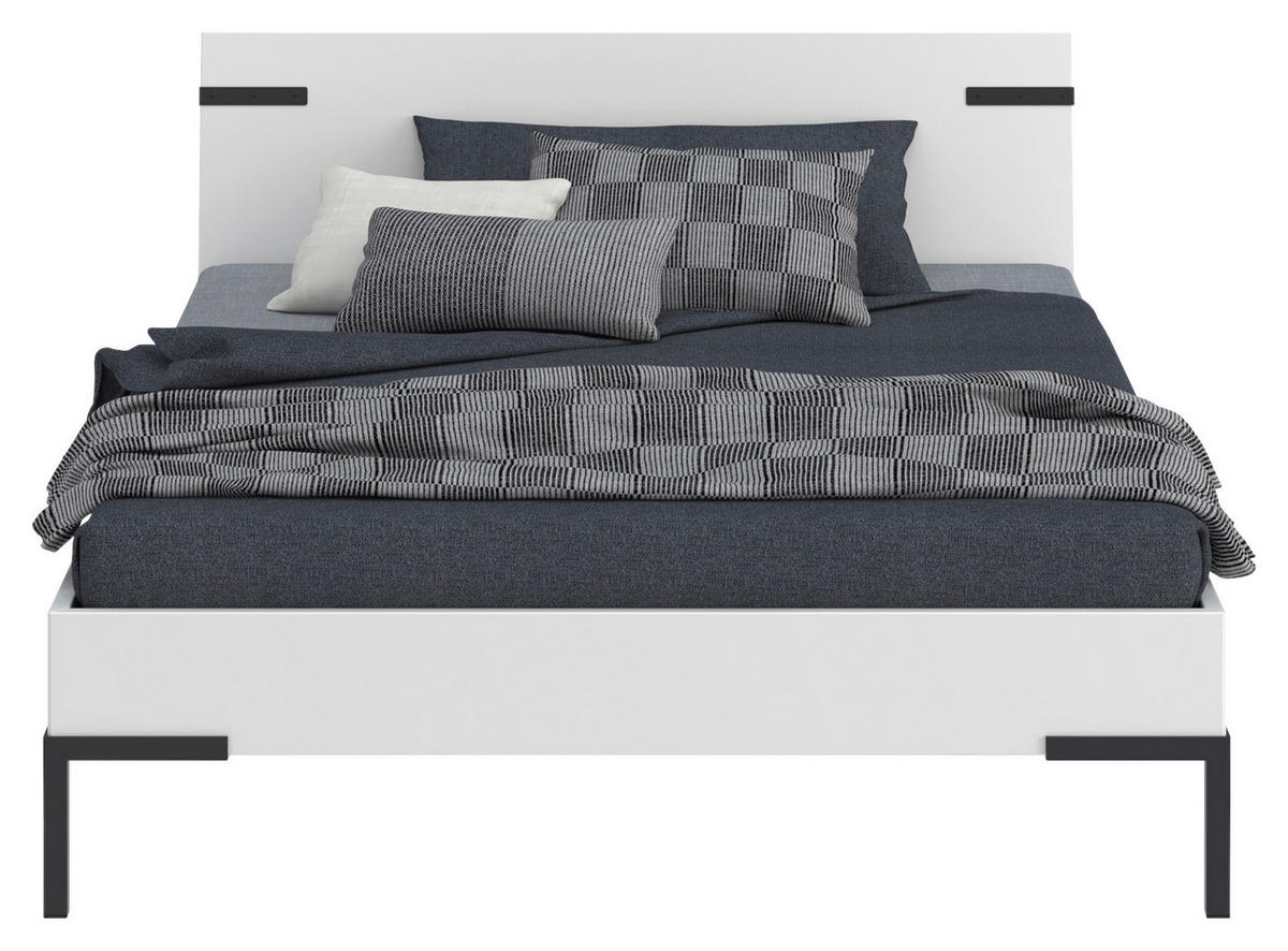 BETT 140/200 cm  in Weiß  - Schwarz/Weiß, Design, Holzwerkstoff/Metall (140/200cm) - Xora