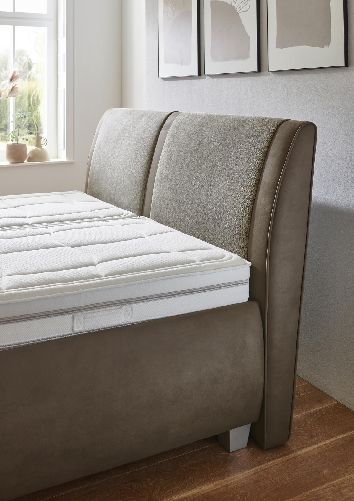 POLSTERBETT 180/200 cm  in Braun, Dunkelbraun, Graubraun  - Weiss/Dunkelbraun, Design, Holz/Holzwerkstoff (180/200cm) - Beldomo - Sleep