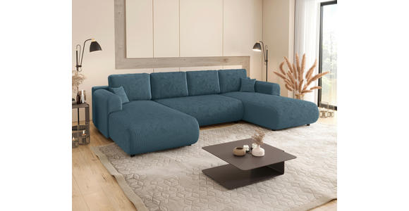 Wohnlandschaft inkl. Funktion Türkis Cord  - Türkis/Schwarz, KONVENTIONELL, Textil (200/360/200cm) - Xora