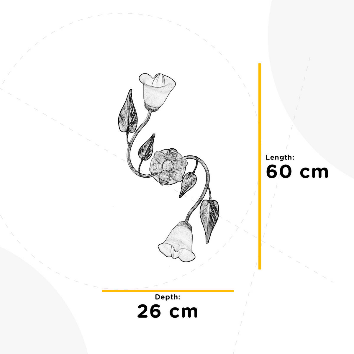 STROPNÉ SVIETIDLO, 60/23/26 cm - biela/béžová, Natur, kov/sklo (60/23/26cm)