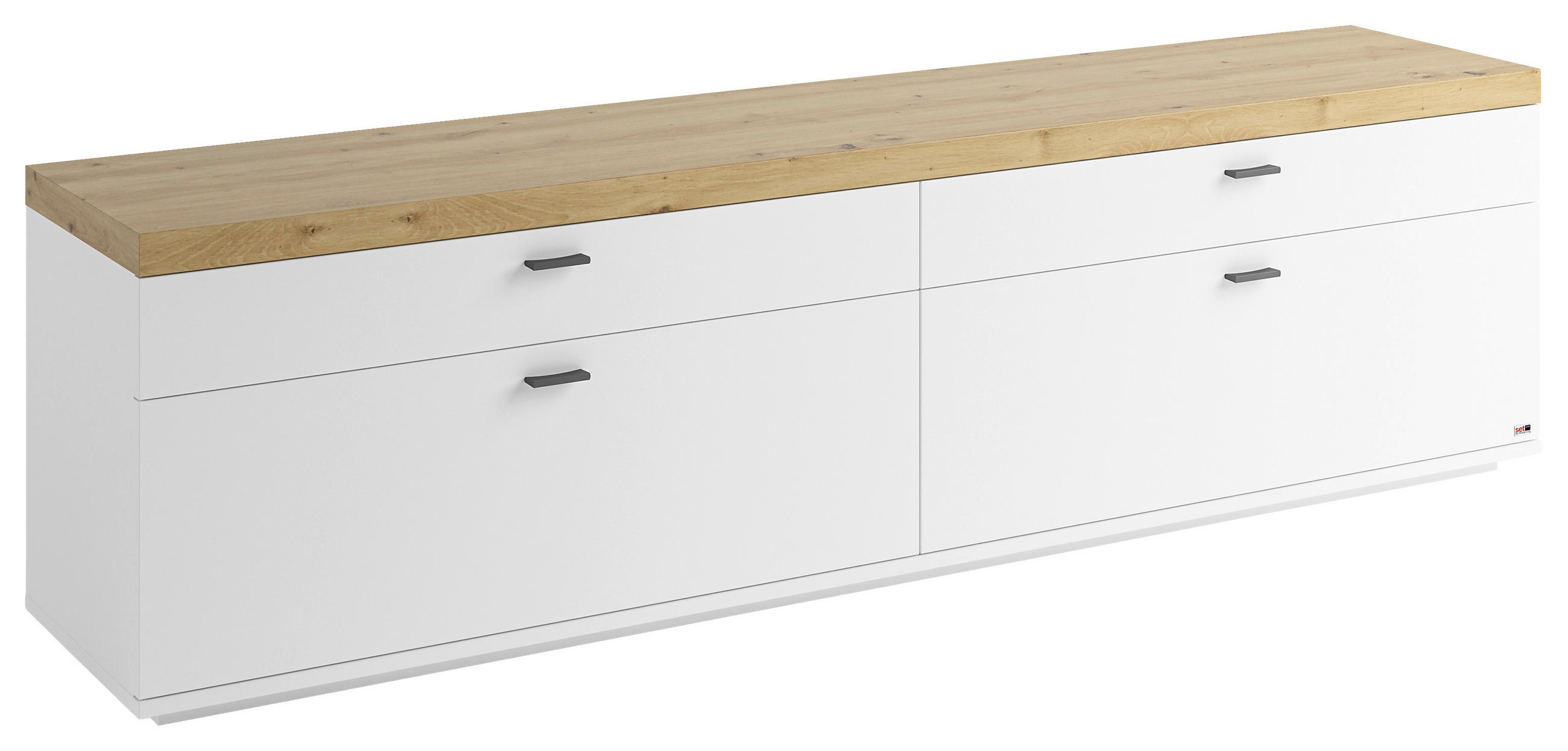 LOWBOARD  in 210/58,7/43,8 cm  - Weiß/Eiche Artisan, Design, Holzwerkstoff/Metall (210/58,7/43,8cm) - SetOne by Musterring