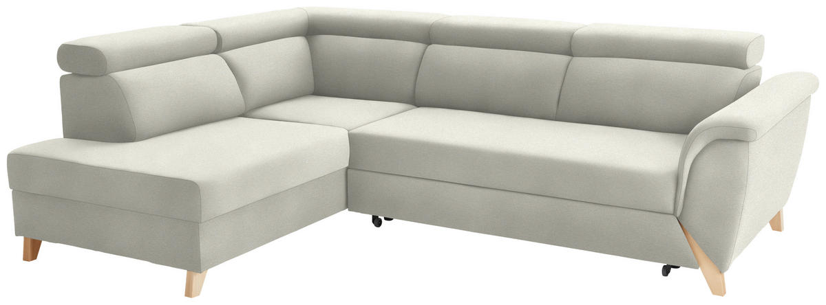 ECKSOFA  in Chenille Creme  200/265 cm  - Creme/Naturfarben, KONVENTIONELL, Holz/Textil (200/265cm) - Stylife