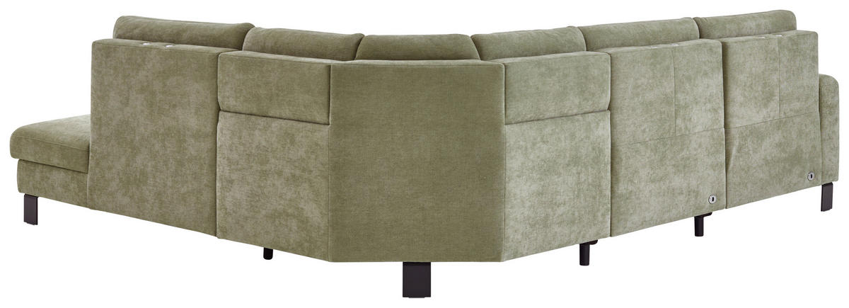 ECKSOFA Olivgrün Chenille  - Schwarz/Olivgrün, Design, Textil/Metall (285/248cm) - Beldomo Comfort