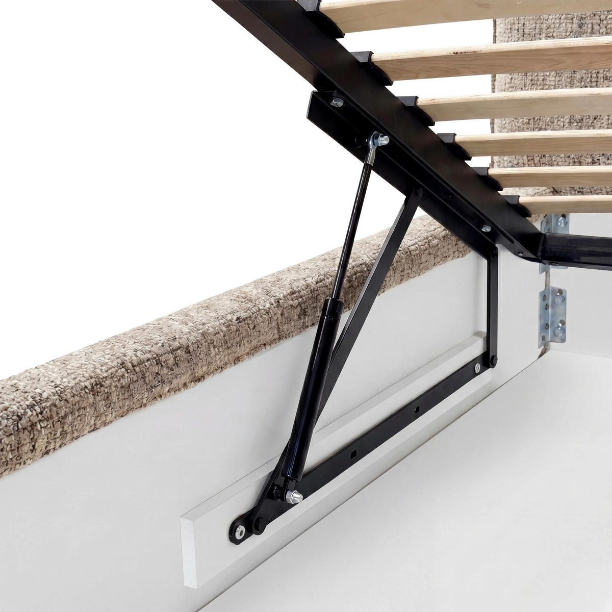 POLSTERBETT 180/200 cm,  in Beigebraun, gepolstertes Kopfteil, Lattenrost, Bettkasten,  - Beigebraun/Schwarz, MODERN, Holz/Textil (180/200cm) - Livetastic