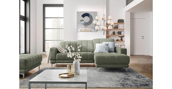 ECKSOFA in Webstoff Grün 260/187 cm - Chromfarben/Grün, Design, Textil/Metall (260/187cm) - Xora