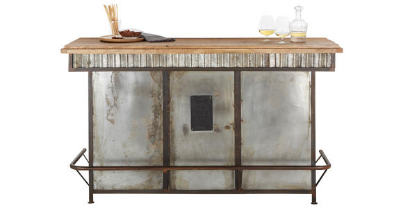 BAR Mangoholz Hartholz Anthrazit, Grau - Anthrazit/Grau, Trend, Holz/Metall (168/103/55cm) - Landscape