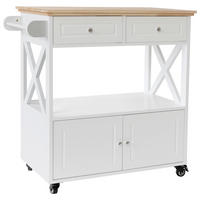 SERVIERWAGEN Kautschukholz vollmassiv Weiß  - Schwarz/Weiß, Basics, Holz/Holzwerkstoff (88/88/47cm) - MID.YOU