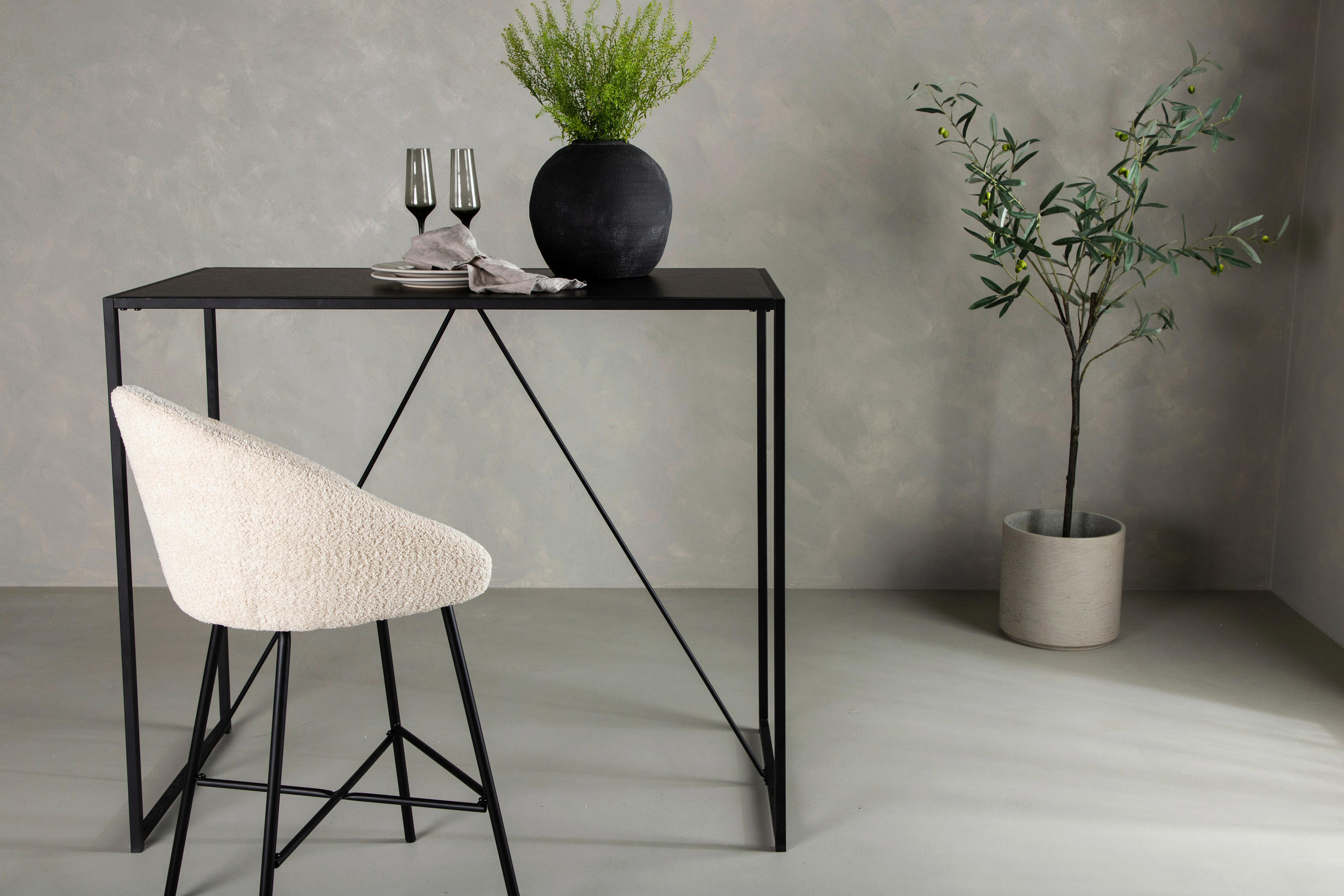 BARTISCH in Metall, Holzwerkstoff 120/60/105 cm   - Schwarz, Design, Holzwerkstoff/Metall (120/60/105cm) - Livetastic