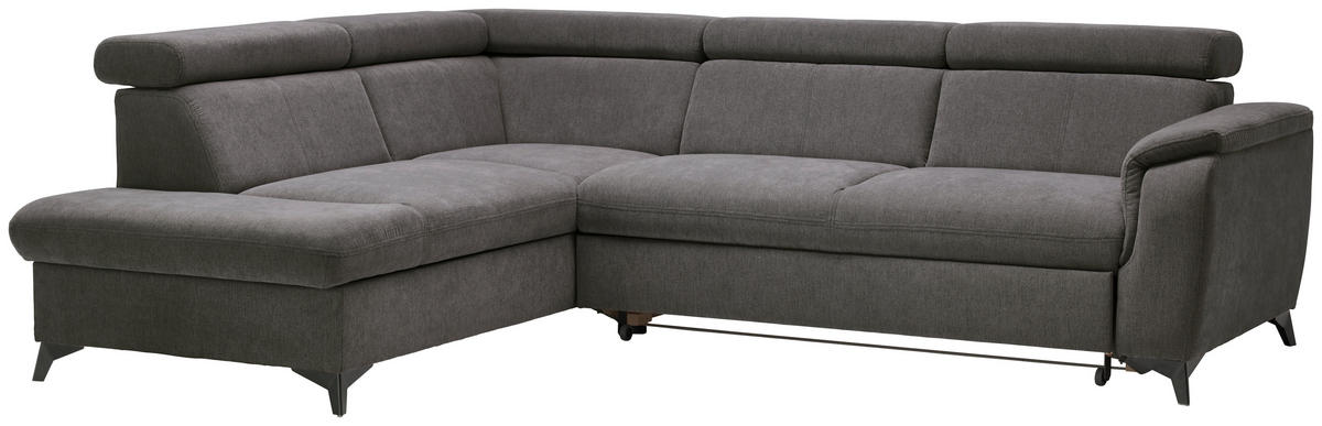 Ecksofa inkl. Funktionen in Chenille Anthrazit  - Anthrazit/Schwarz, Design, Textil/Metall (203/260cm) - Stylife