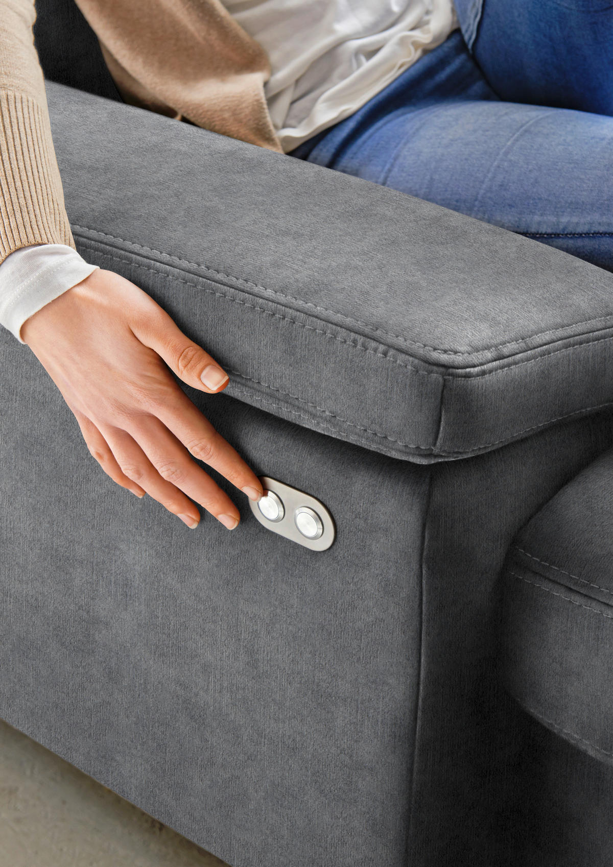 WOHNLANDSCHAFT in Velours Silberfarben  - Eichefarben/Silberfarben, Konventionell, Holz/Textil (235/316/167cm) - Beldomo System