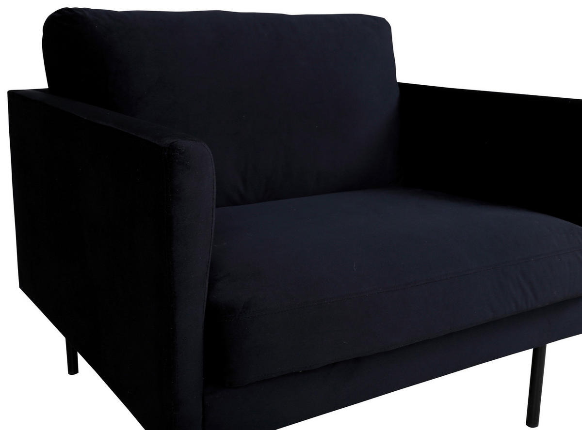 SESSEL in Samt Schwarz  - Schwarz, Design, Textil/Metall (95/80/84cm) - Livetastic
