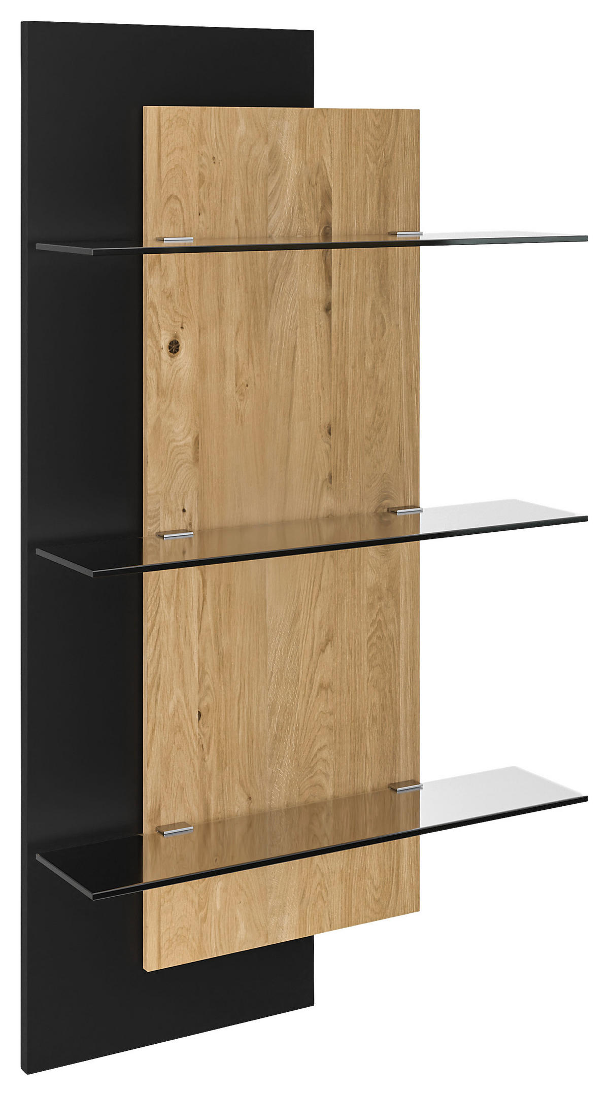 WANDBOARD Wildeiche massiv Anthrazit, Wildeiche  - Wildeiche/Anthrazit, Natur, Glas/Holz (70/125/20cm) - Dieter Knoll