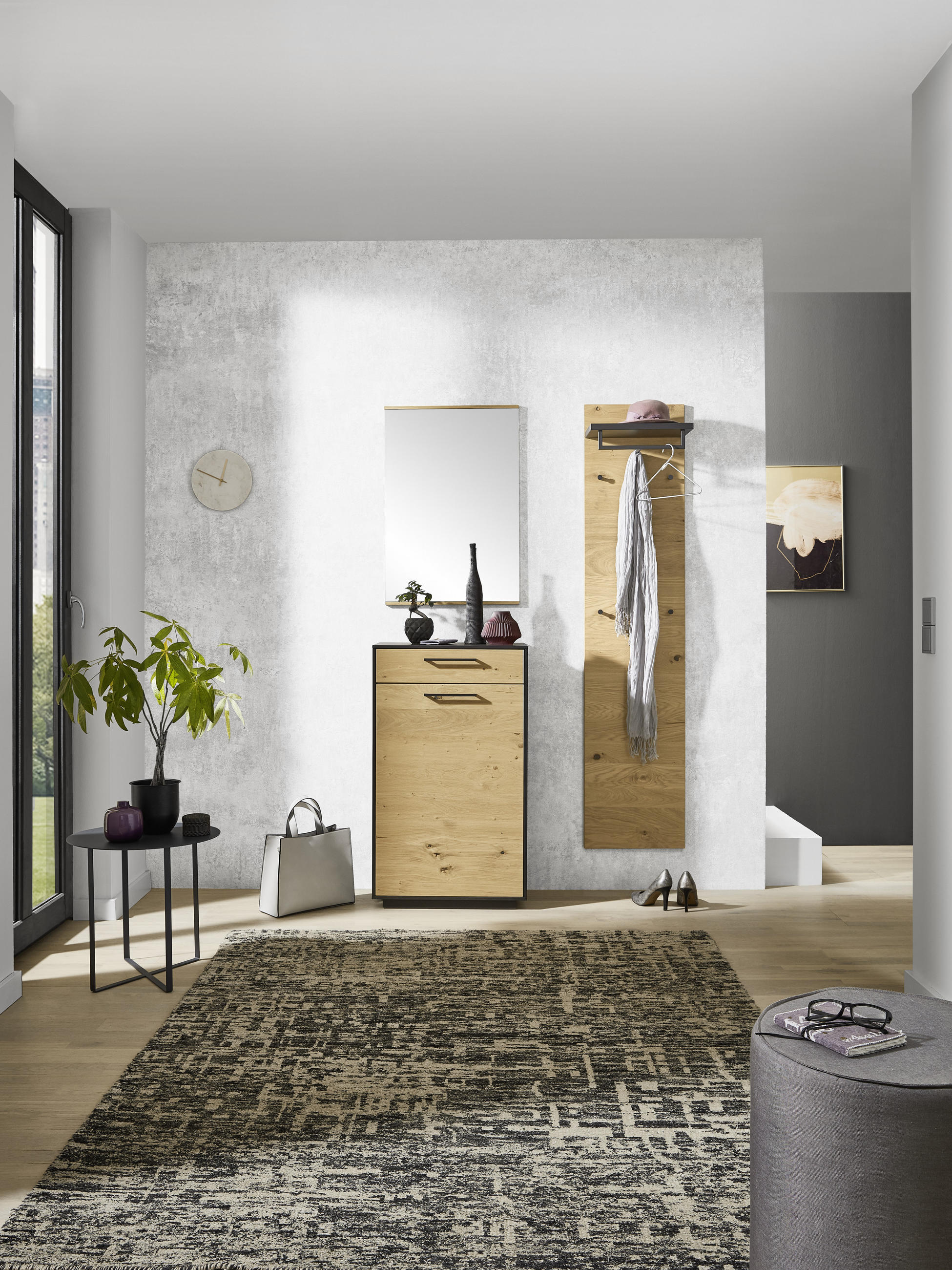 SCHUHSCHRANK Balkeneiche furniert Anthrazit, Eichefarben - Eichefarben/Anthrazit, Design, Holz/Holzwerkstoff (60/103/37cm) - Dieter Knoll
