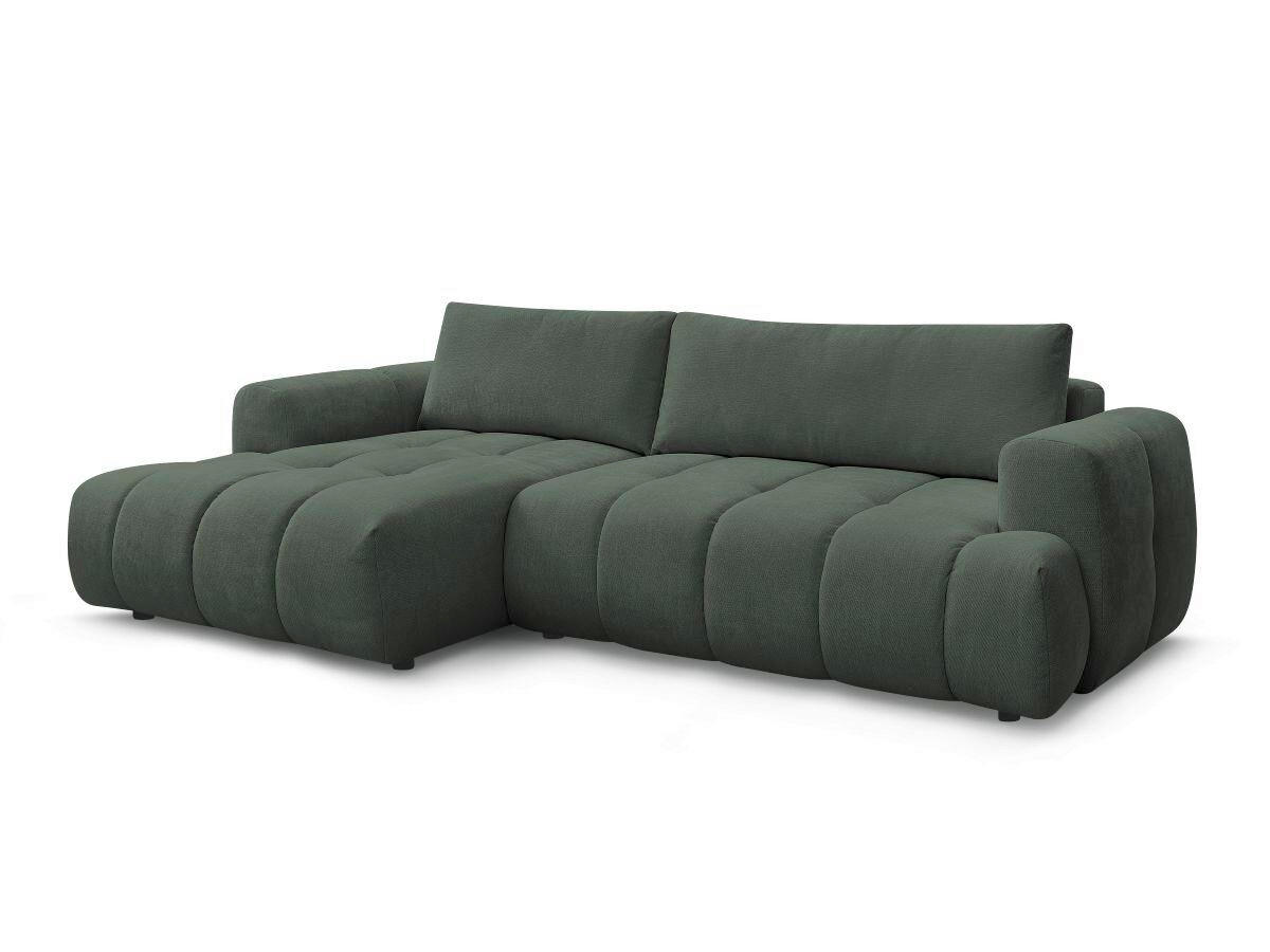 ECKSCHLAFSOFA FUJI Leinenoptik Grün  inkl.  - Schwarz/Grün, MODERN, Kunststoff/Textil (160/292cm)