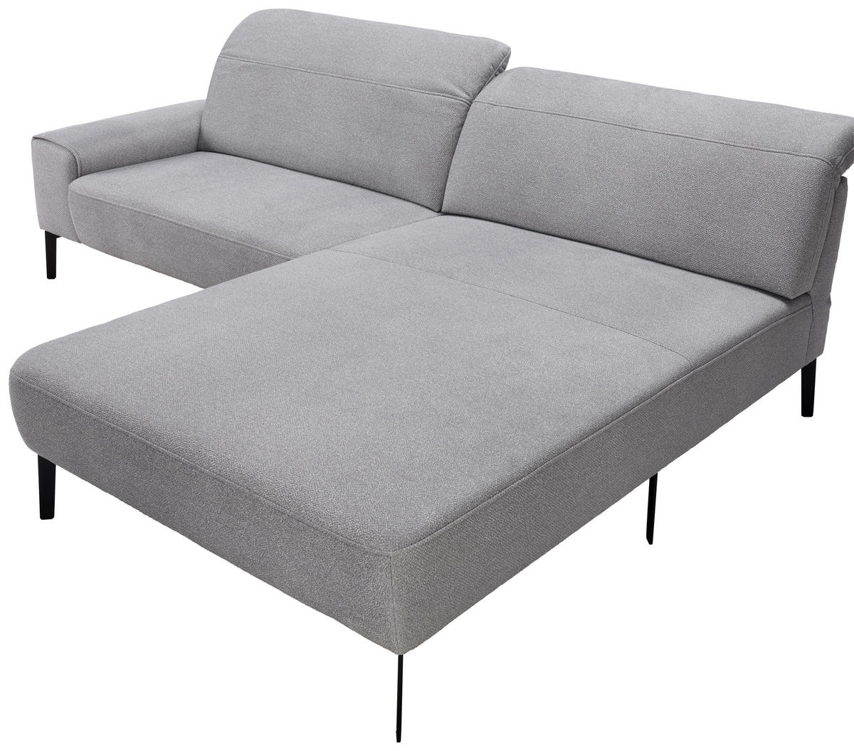 ECKSOFA in Mikrofaser Hellgrau  - Hellgrau/Schwarz, Design, Textil/Metall (273/203cm) - Johann Jakob