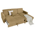 ECKSOFA Honig Flachgewebe  inkl. Bettkasten, Schlaffunktion, Rücken echt, Kopfstütze, Liegefläche im Originalstoff  - Buchefarben/Honig, KONVENTIONELL, Holz/Textil (241/166cm) - Carryhome
