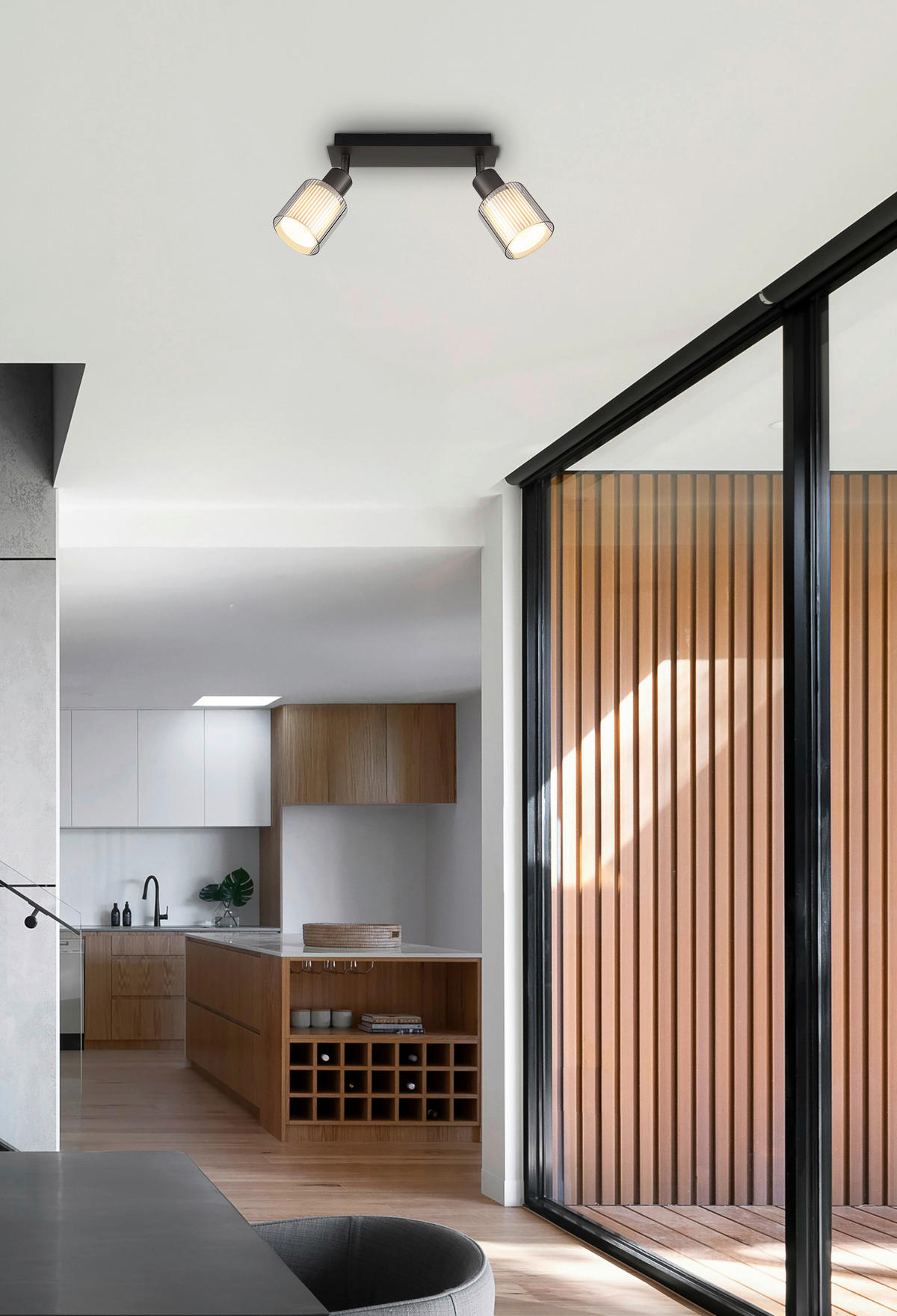 STRAHLER 28/8/18,6 cm   - Schwarzchrom/Weiß, Basics, Glas/Metall (28/8/18,6cm) - Globo