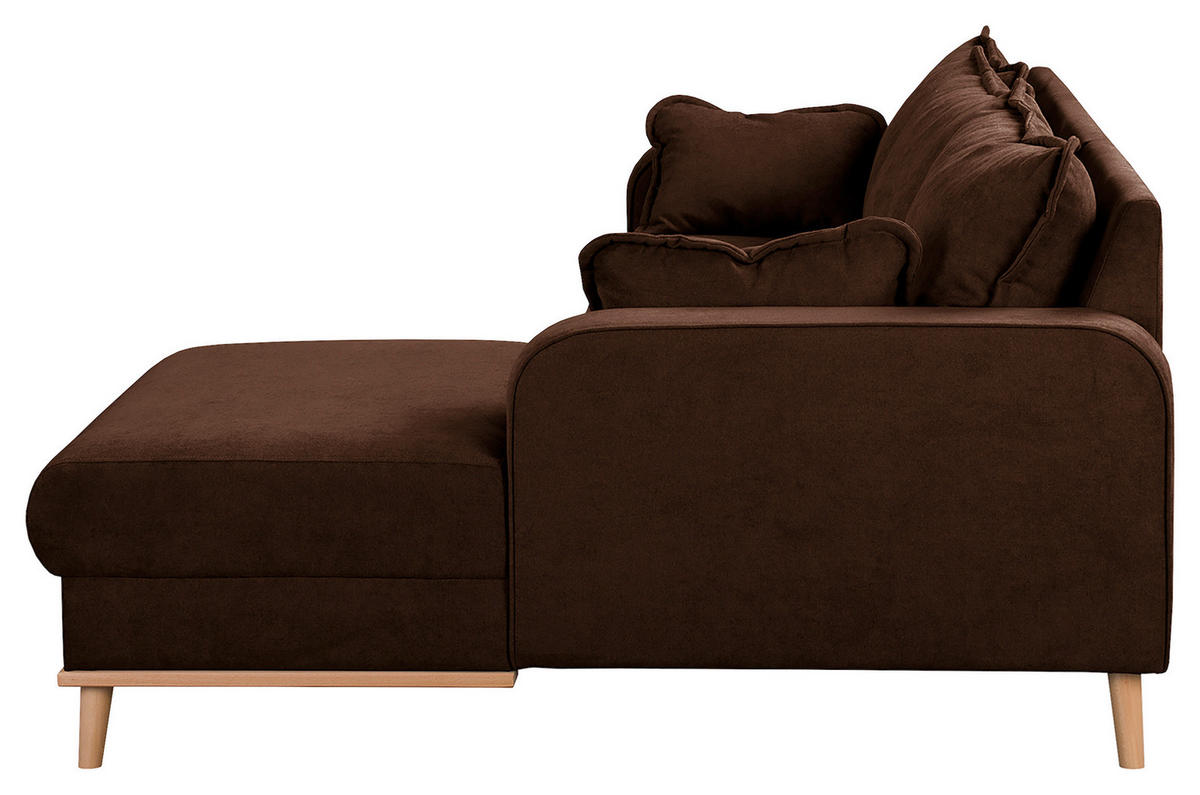 ECKSOFA in Mikrofaser Braun  230/150 cm  - Wengefarben/Braun, Design, Holz/Textil (230/150cm) - Livetastic