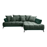 ECKSOFA in Chenille Dunkelgrün  - Dunkelgrün/Schwarz, Modern, Textil/Metall (262/184cm) - MID.YOU