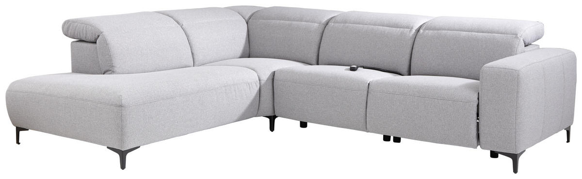 ECKSOFA Grau Flachgewebe  - Schwarz/Grau, Design, Textil/Metall (238/290cm) - Pure Home Lifestyle