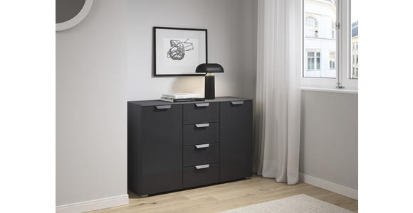 SIDEBOARD  in 120/81/42 cm  - Dunkelgrau, Design, Glas/Holzwerkstoff (120/81/42cm) - Xora