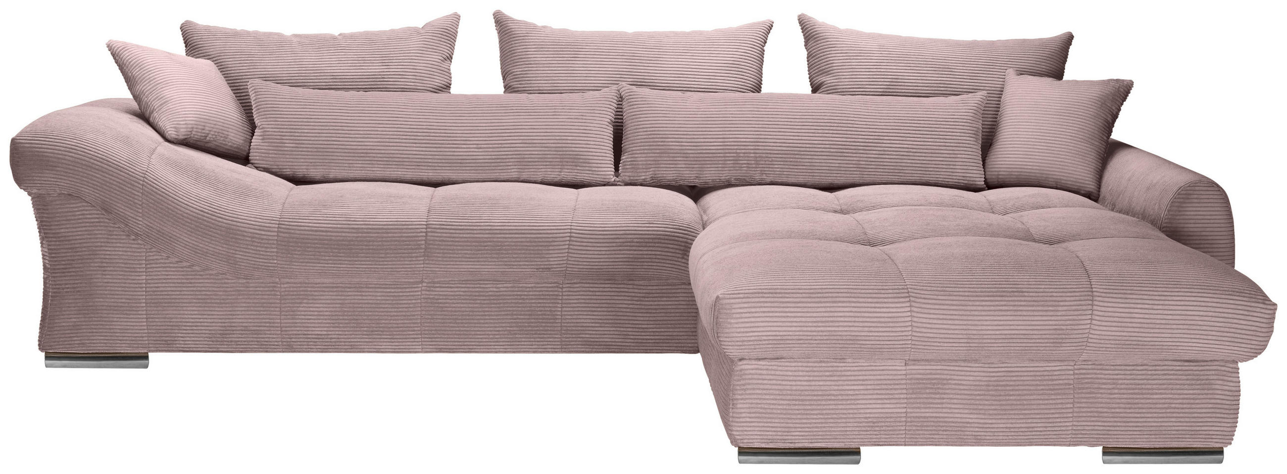 ECKSOFA Altrosa Cord  - Chromfarben/Altrosa, KONVENTIONELL, Textil/Metall (335/225cm) - Carryhome