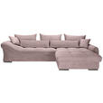 ECKSOFA Altrosa Cord  - Chromfarben/Altrosa, KONVENTIONELL, Textil/Metall (335/225cm) - Carryhome