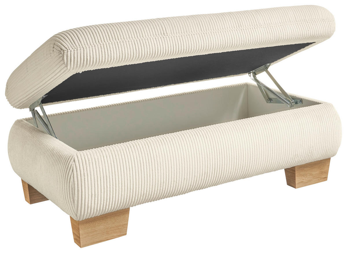 HOCKER Cord Creme  - Eiche Bianco/Creme, KONVENTIONELL, Holz/Textil (129/49/64cm) - SetOne by Musterring