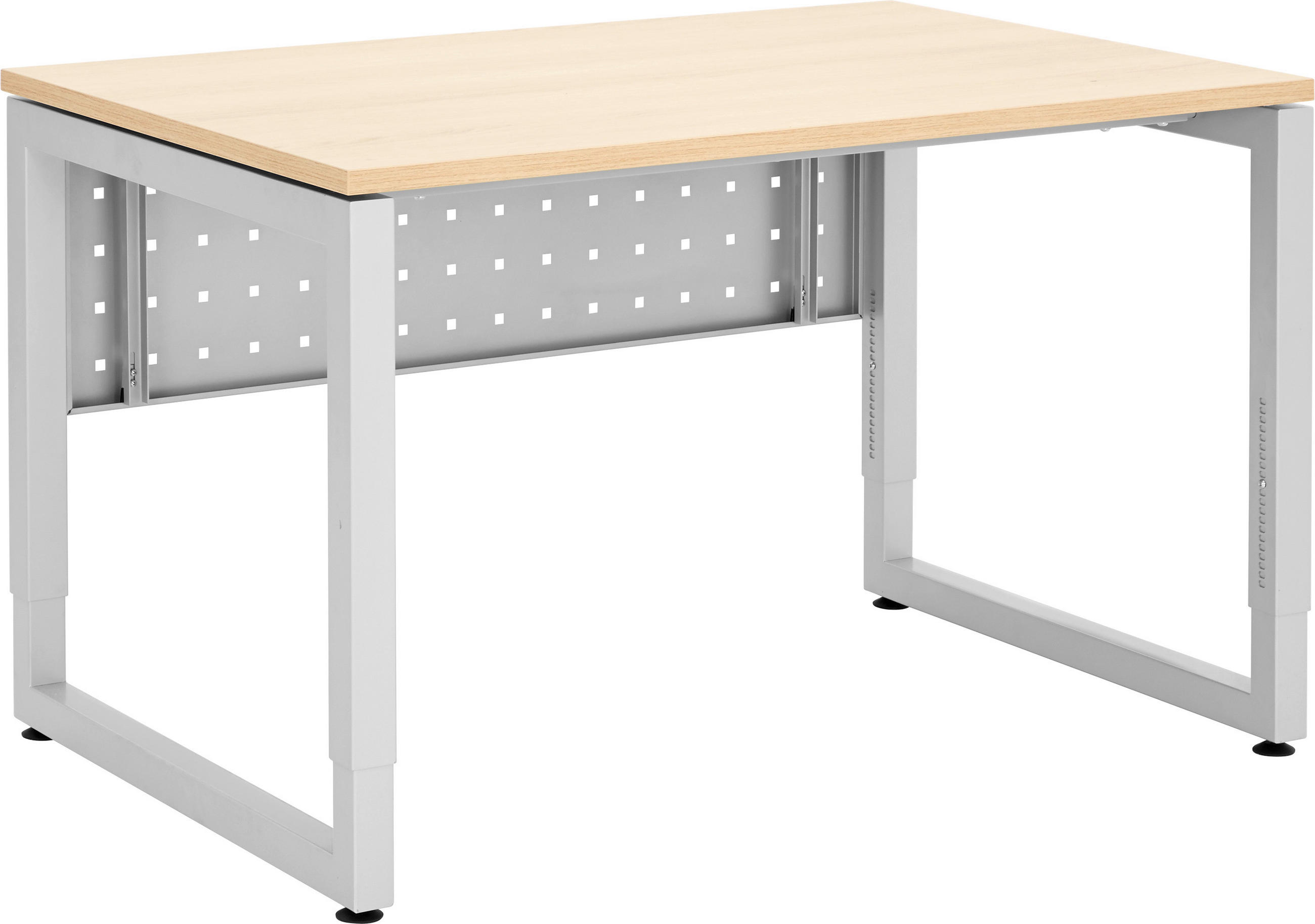 SCHREIBTISCH 120/80/65-85 cm  in Silberfarben, Eichefarben  - Eichefarben/Silberfarben, KONVENTIONELL, Holzwerkstoff/Metall (120/80/65-85cm) - Venda