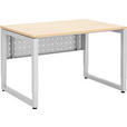 SCHREIBTISCH 120/80/65-85 cm Silberfarben, Eichefarben höhenverstellbar  - Eichefarben/Silberfarben, KONVENTIONELL, Holzwerkstoff/Metall (120/80/65-85cm) - Venda
