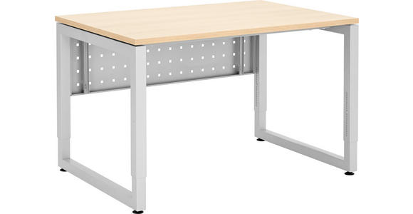 SCHREIBTISCH 120/80/65-85 cm Silberfarben, Eichefarben höhenverstellbar  - Eichefarben/Silberfarben, KONVENTIONELL, Holzwerkstoff/Metall (120/80/65-85cm) - Venda